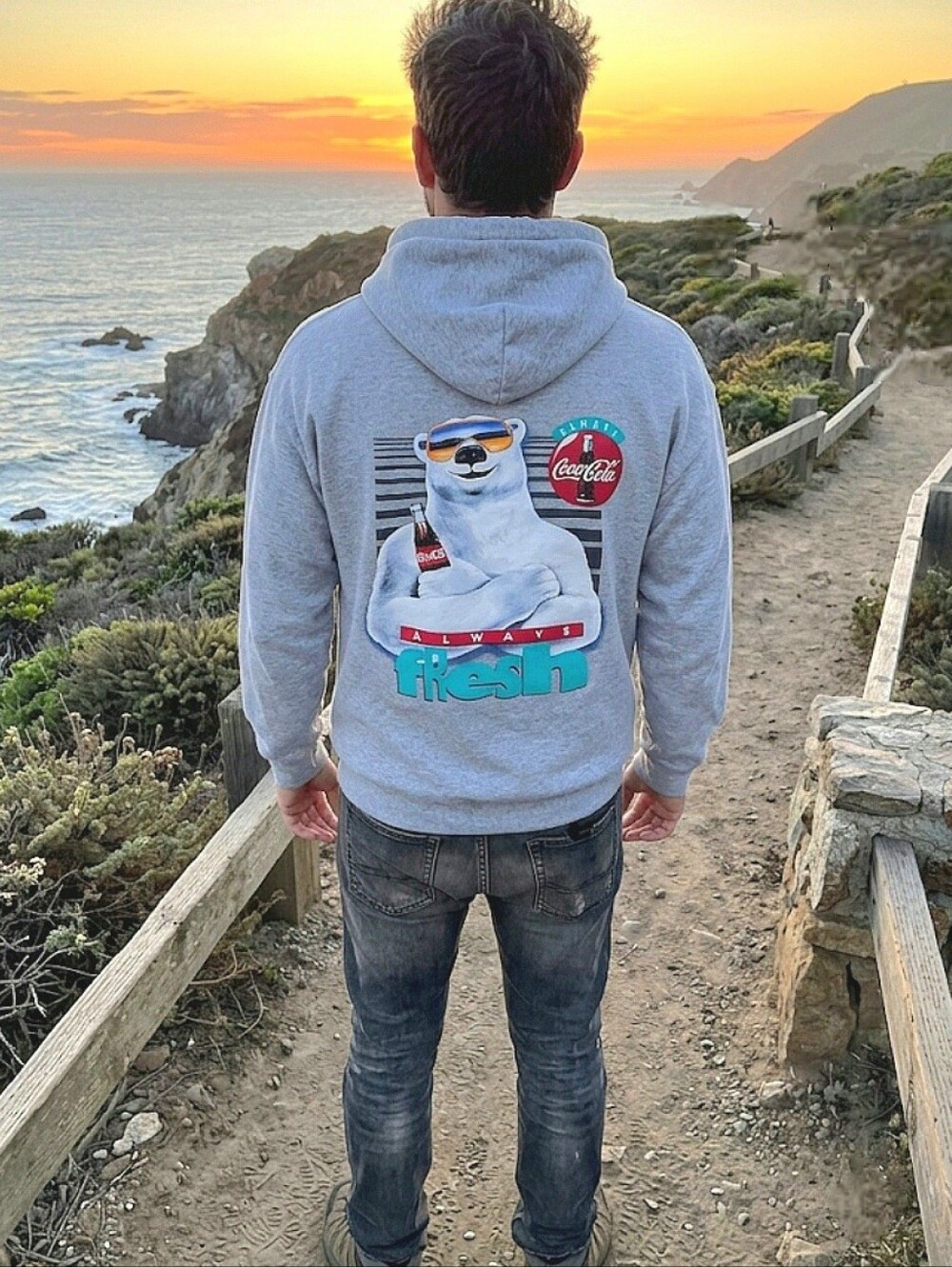 Vintage Cocacola Hooded Sweatshirt